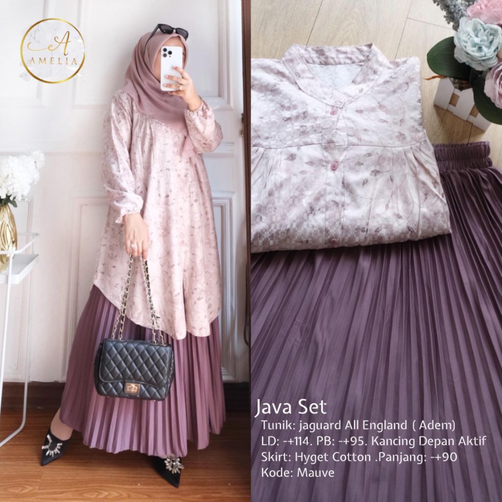JAVA SET Tunik Bahan Jaguard All England Adem Hyget Cotton Nyaman Dipakai OOTD Perempuan Cantik Orig