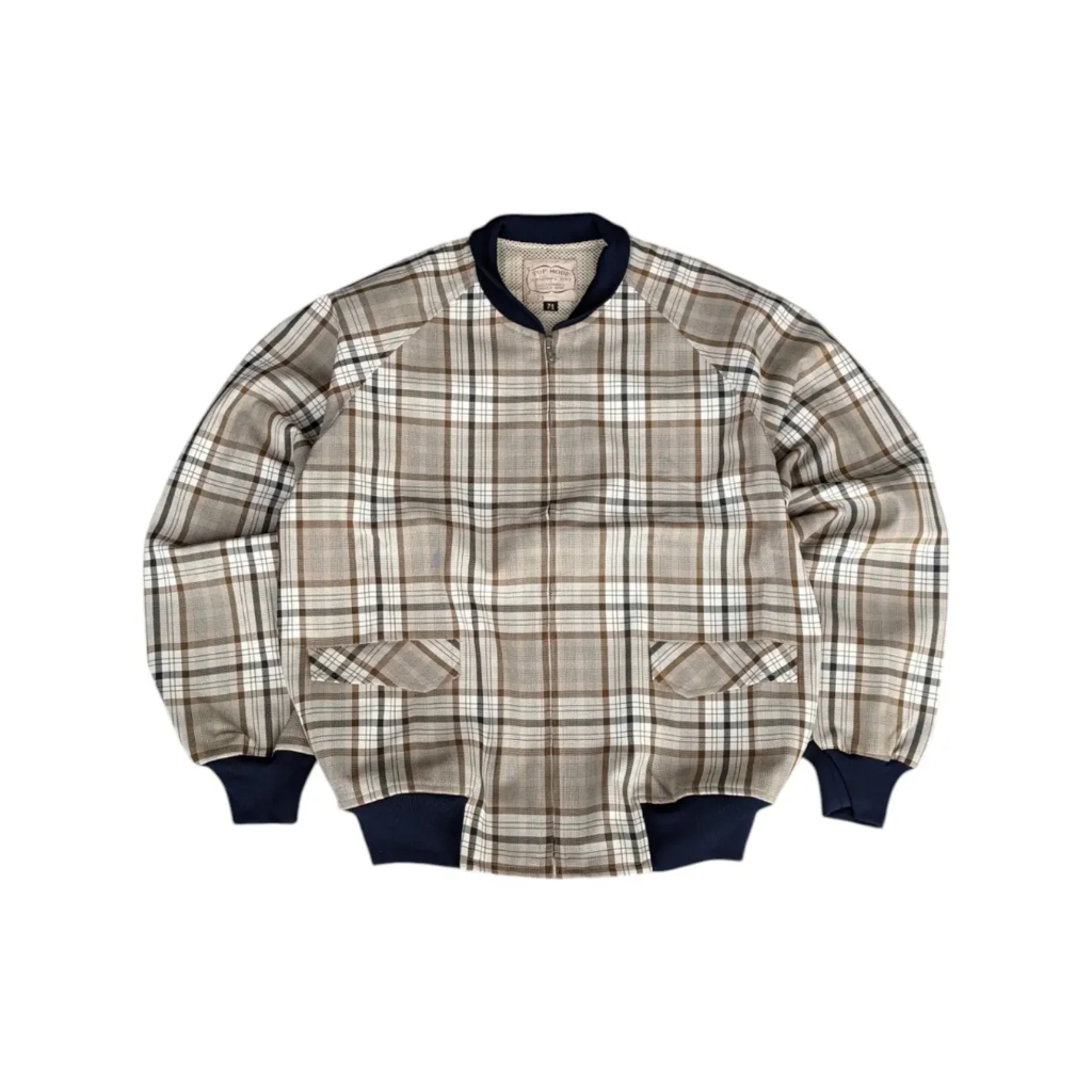 TOP MODE JAPAN - Jaket Vintage Bomber Unisex Pria Wanita Tartan Size M