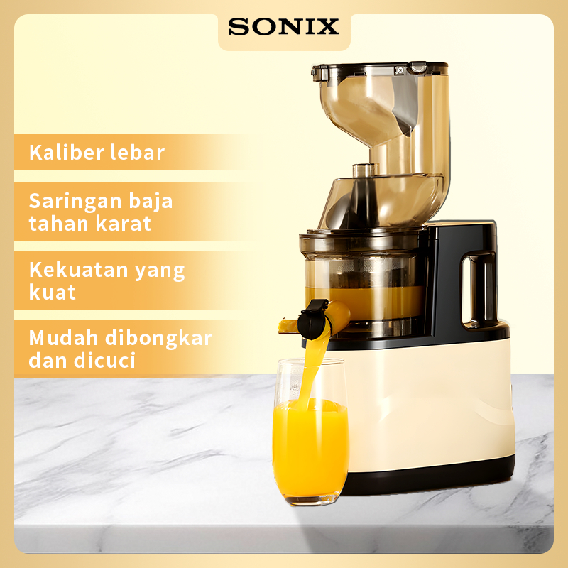 Sonix Multifungsi Slow Juicer SJC02 Extractor 800ML Large Kaliber Blender Stainless Steel Juicer Jus