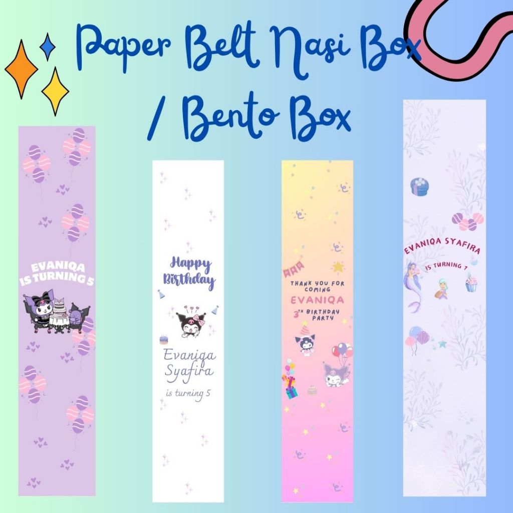 Paper Belt Stiker Nasi Box, Bento Box, Custom Tulisan dan Foto
