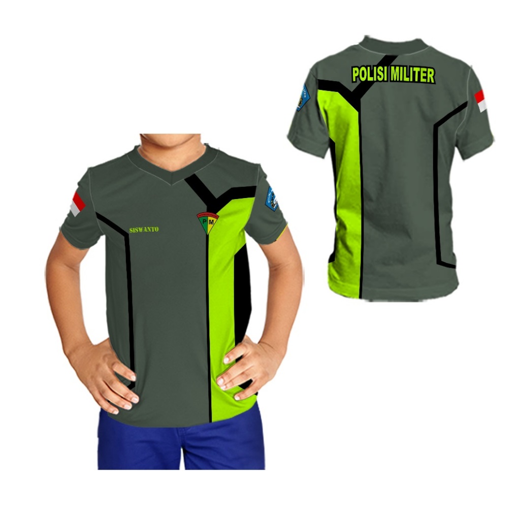 POLISI - PM Pakaian Baju Kaos Anak Laki - Laki Printing