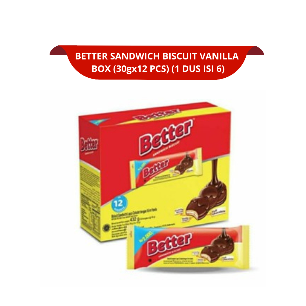 

[1 DUS ISI 6] BETTER SANDWICH BISCUIT VANILLA BOX (30gx12 PCS)