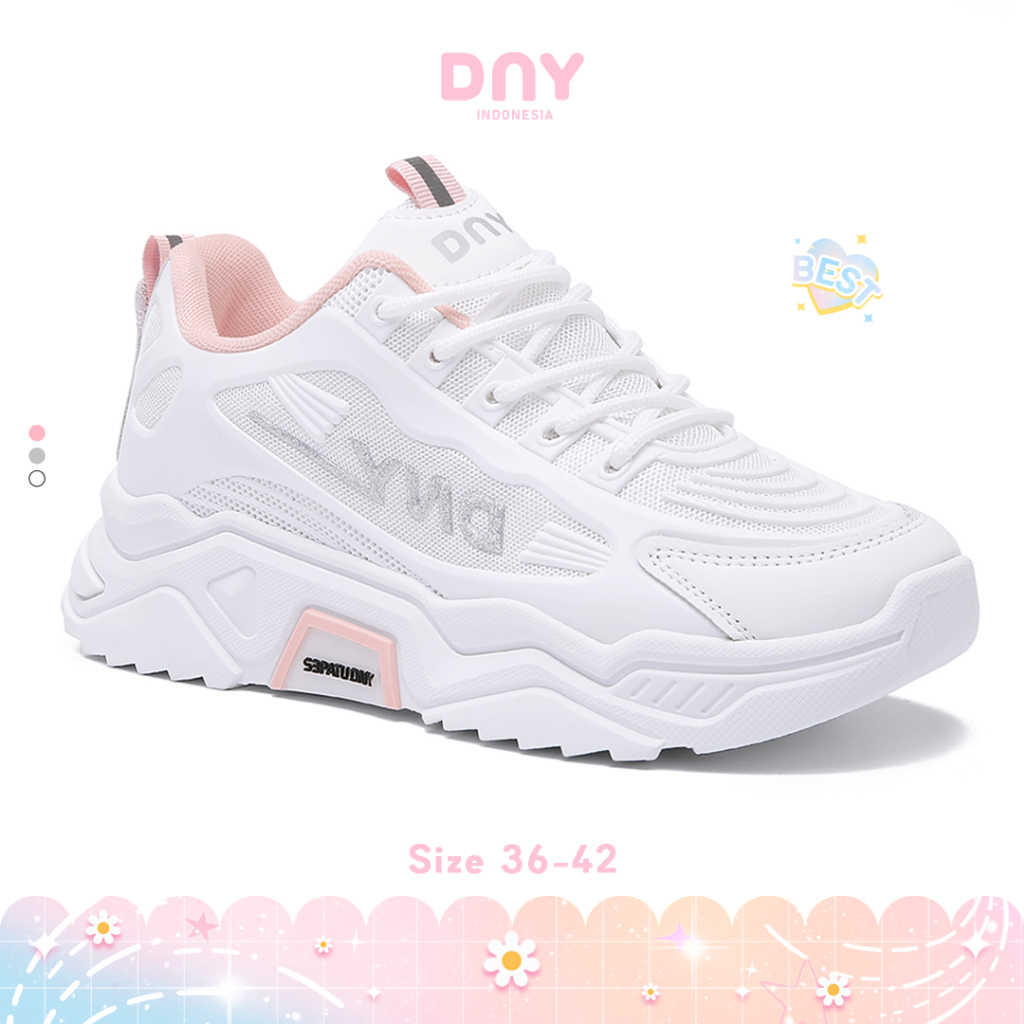 Sepatu DNY Sneaker Olahraga Sport CeweK Sepatu Olahraga Wanita Putih Spatu Wanita Running Shoes 0123