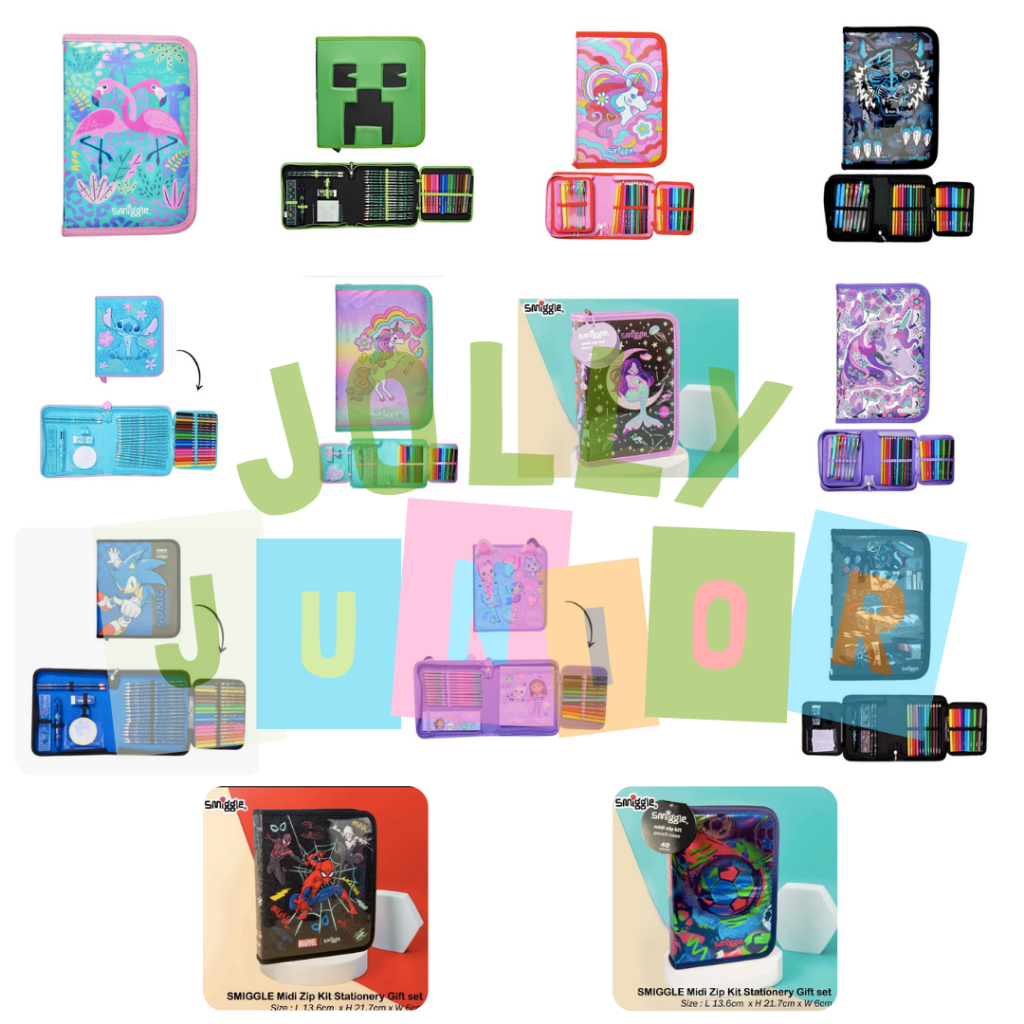 

SMIGGLE Midi Zip Kit Stationery Gift set/pensil warna set