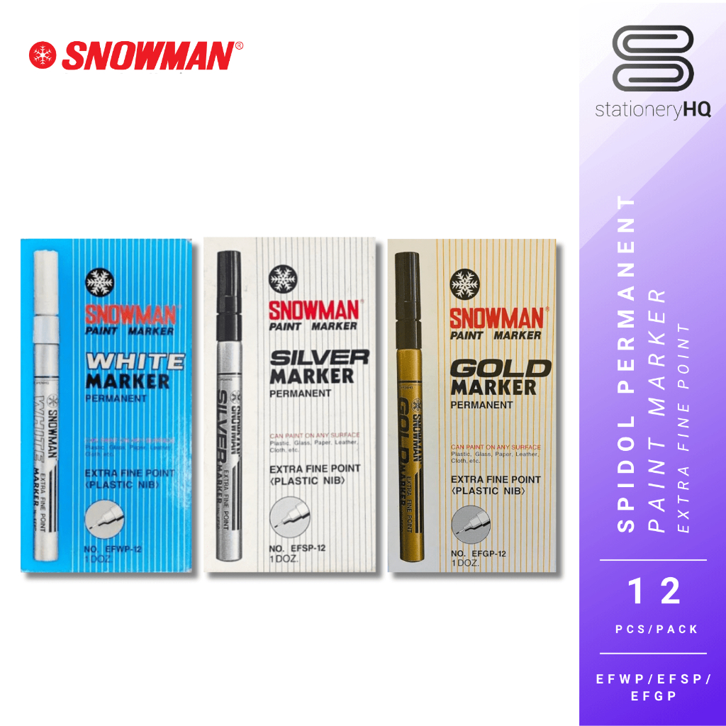 

(12 Pcs) Spidol Paint Marker Snowman Permanent Extra Fine Point EFGP-12 / EFSP-12 / EFWP-12