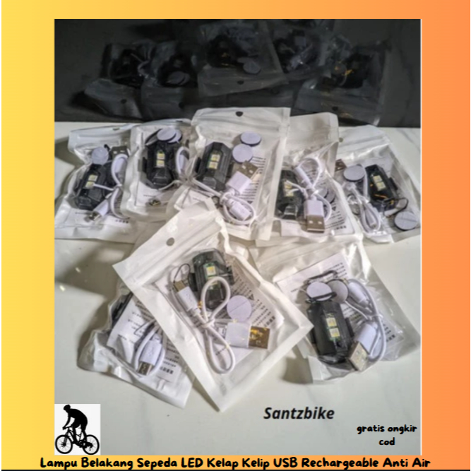 Lampu Belakang Sepeda LED Kelap Kelip USB Rechargeable Anti Air