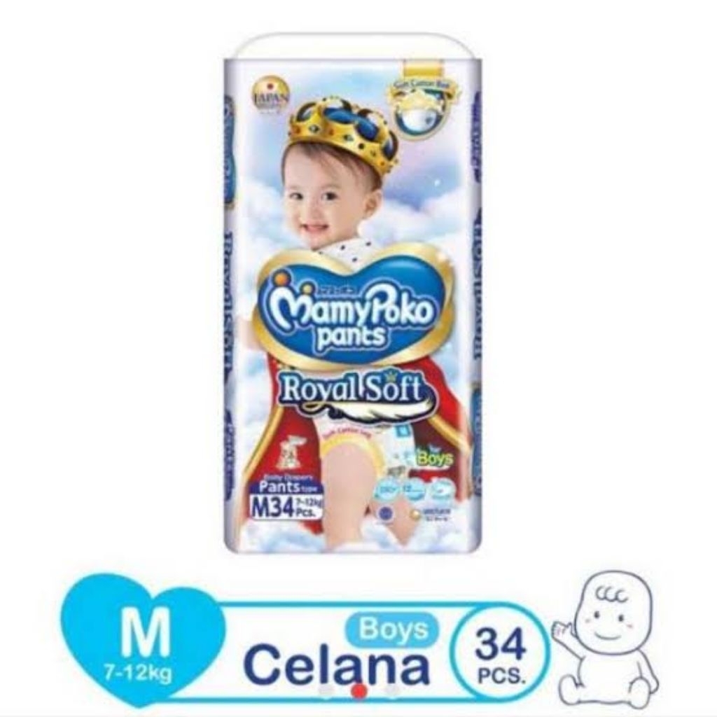 MamyPoko Pants Royal Soft M34 Boy/Girl popok bayi