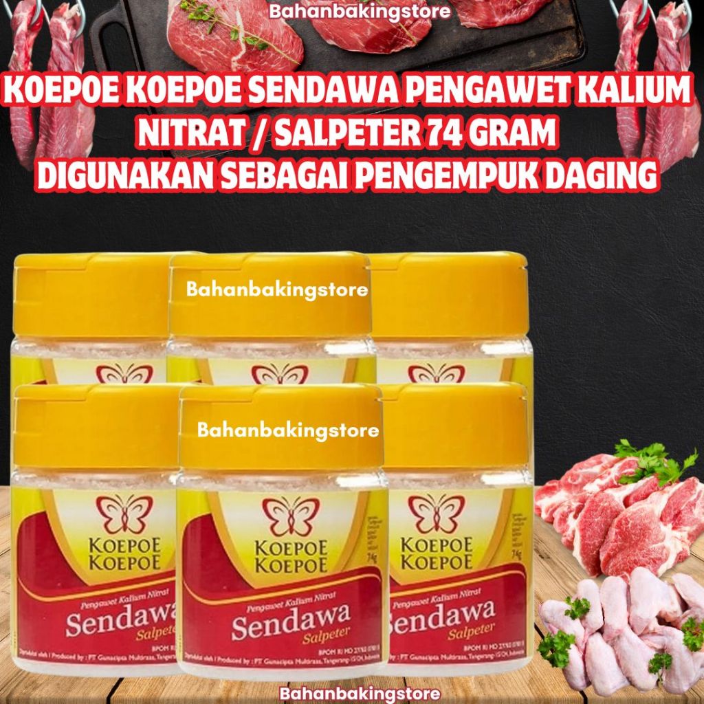 

KOEPOE KOEPOE SENDAWA BUBUK PENGAWET KALIUM NITRAT (SALTPETER) 74 GRAM PENGEMPUK DAGING TANPA BAHAN PENGAWET COCOK UNTUK DAGING KAMBING, SAPI, AYAM