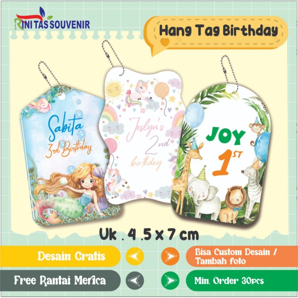 

Hantag souvenir ultah - 4,5x7cm Hantag Custom