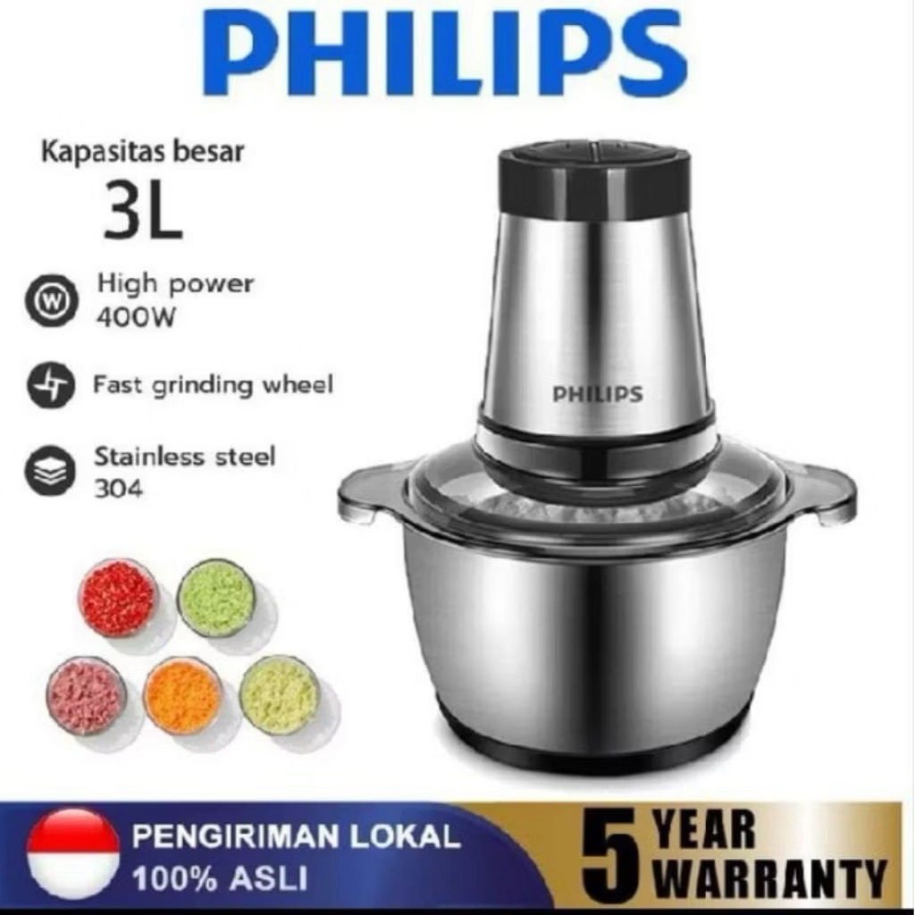 ( PROMO 7.7 ) promo Chopper Philips Blender Daging 2L Penggiling Meat Blender Elektrik Stainless