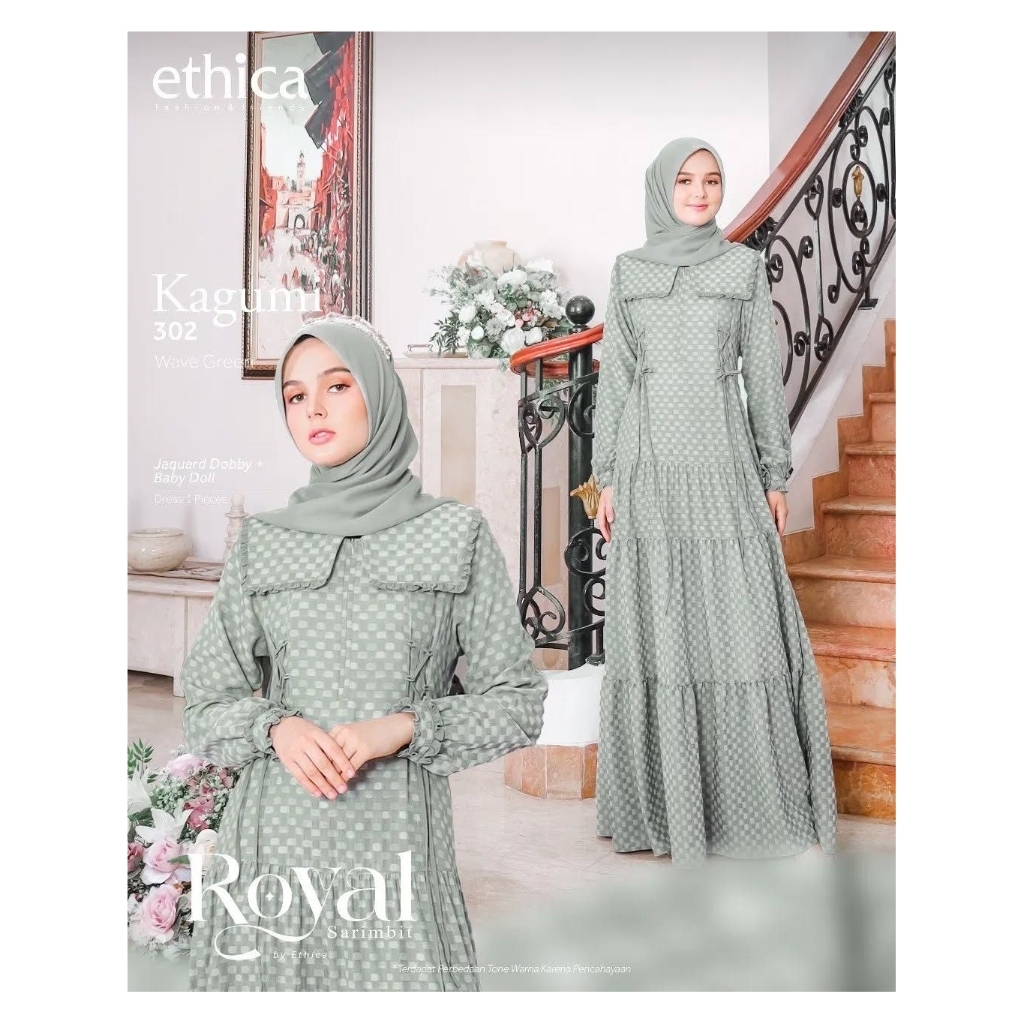 BAJU GAMIS KAGUMI 302 WAVE GREEN GUDANG GAMIS BRANDED WINONG