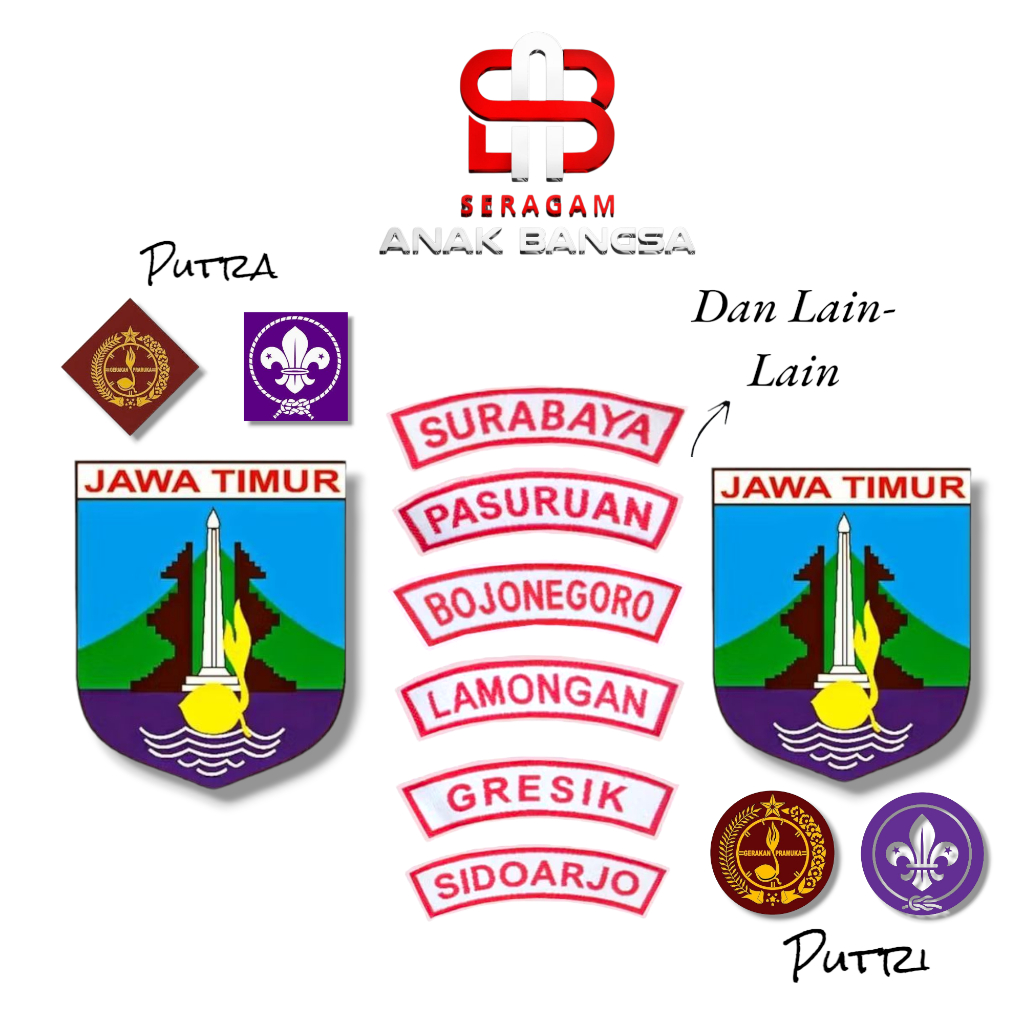 PAKET Badge Logo Bet Pramuka Atribut Putra Putri Seragam Sekolah SD SMP SMA SLTP SLTA Woven Bordir