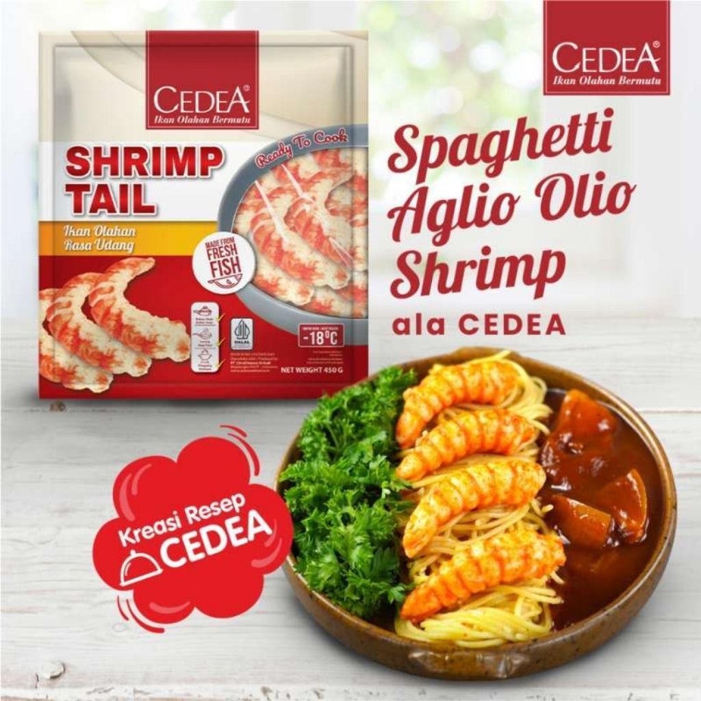 

CEDEA Shrimp Tail - Olahan Ikan Ekor Udang Frozen 450g - Kheiza Frozen