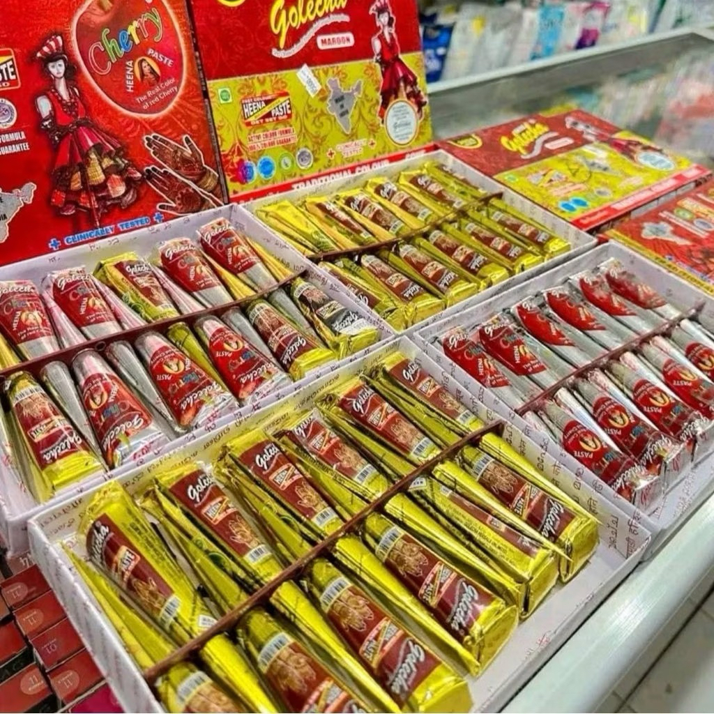 Golecha Henna Tangan & Kuku BPOM Halal, Warna Maroon Merah Cherry - Henna Pacar & Body Art