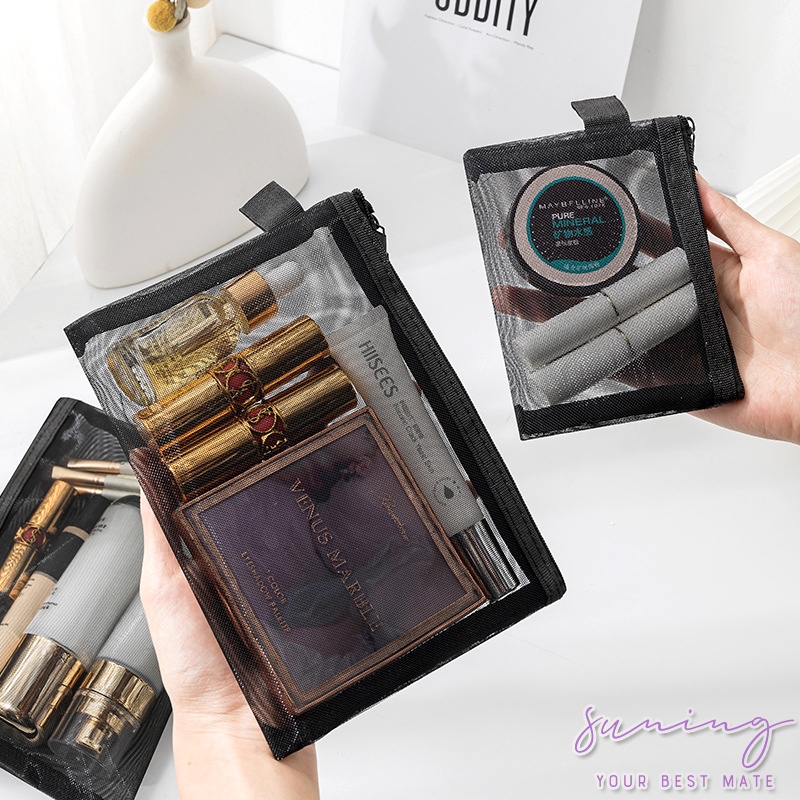 Mesh Transparan Kosmetik Pouch Tas Perlengkapan Mandi Benang Bersih Travel Storage Organizer/Tempat 