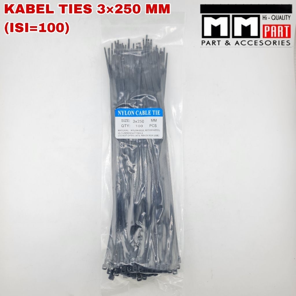 

KABEL TIES 3X250 MM ISI=100 - Kabel ties 3X200 mm Warna HITAM 1 PACK Isi 100 PCS