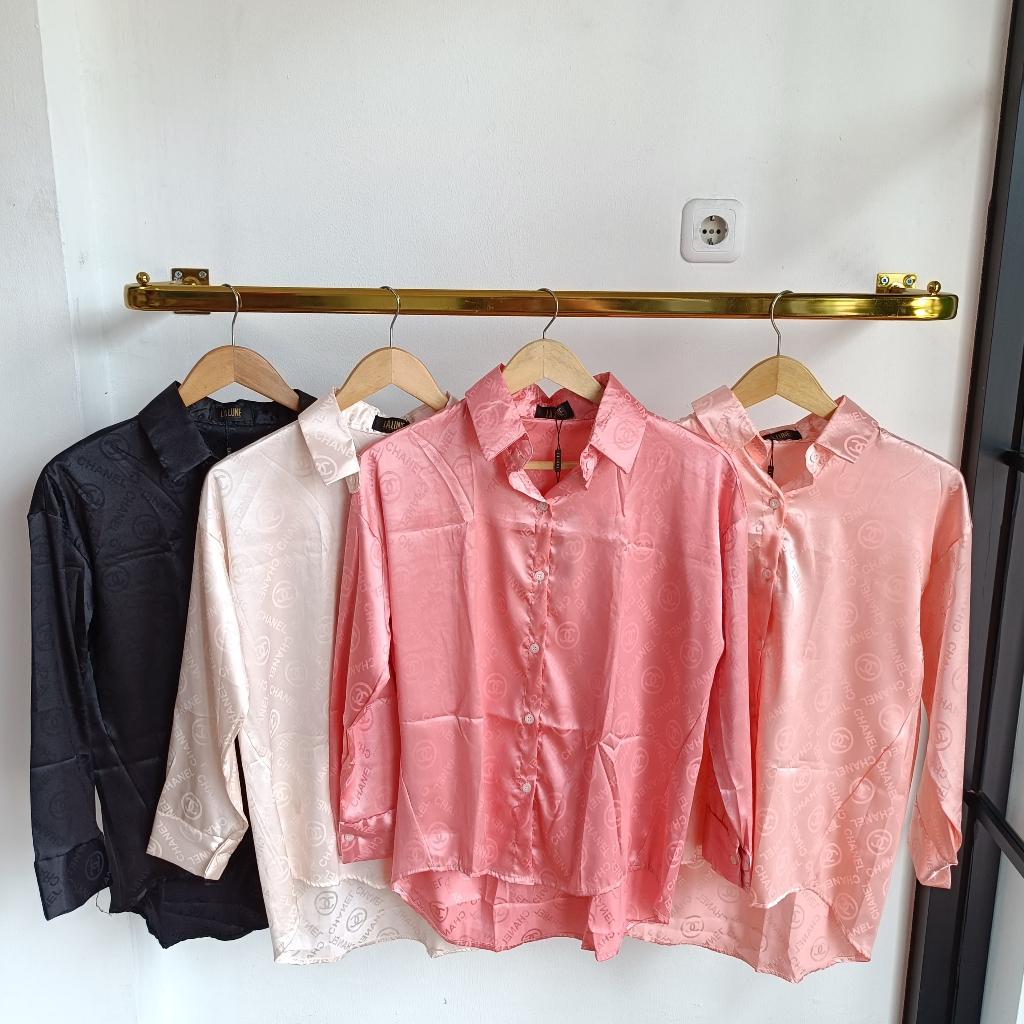 Kemeja LALUNE Mix Motif |  Atasan Satin Wanita Motif