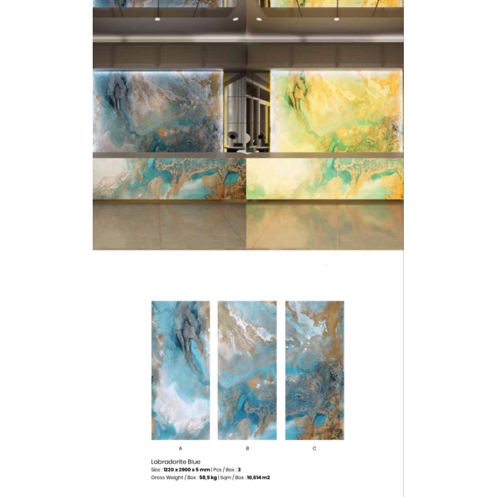 WPC TRANSLUCENT PANEL MEREK ROSHAN TYPE LUMIA WARNA LABRADORITE BLUE UKURAN 1220x2900x5mm