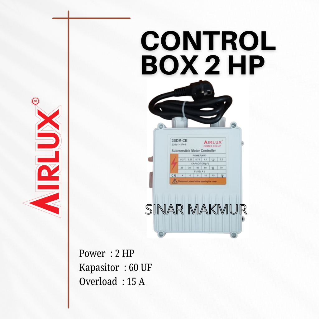 KONTROL BOX CONTROL BOX PANEL POMPA AIR SATELIT /SUBMERSIBLE AIRLUX 2HP
