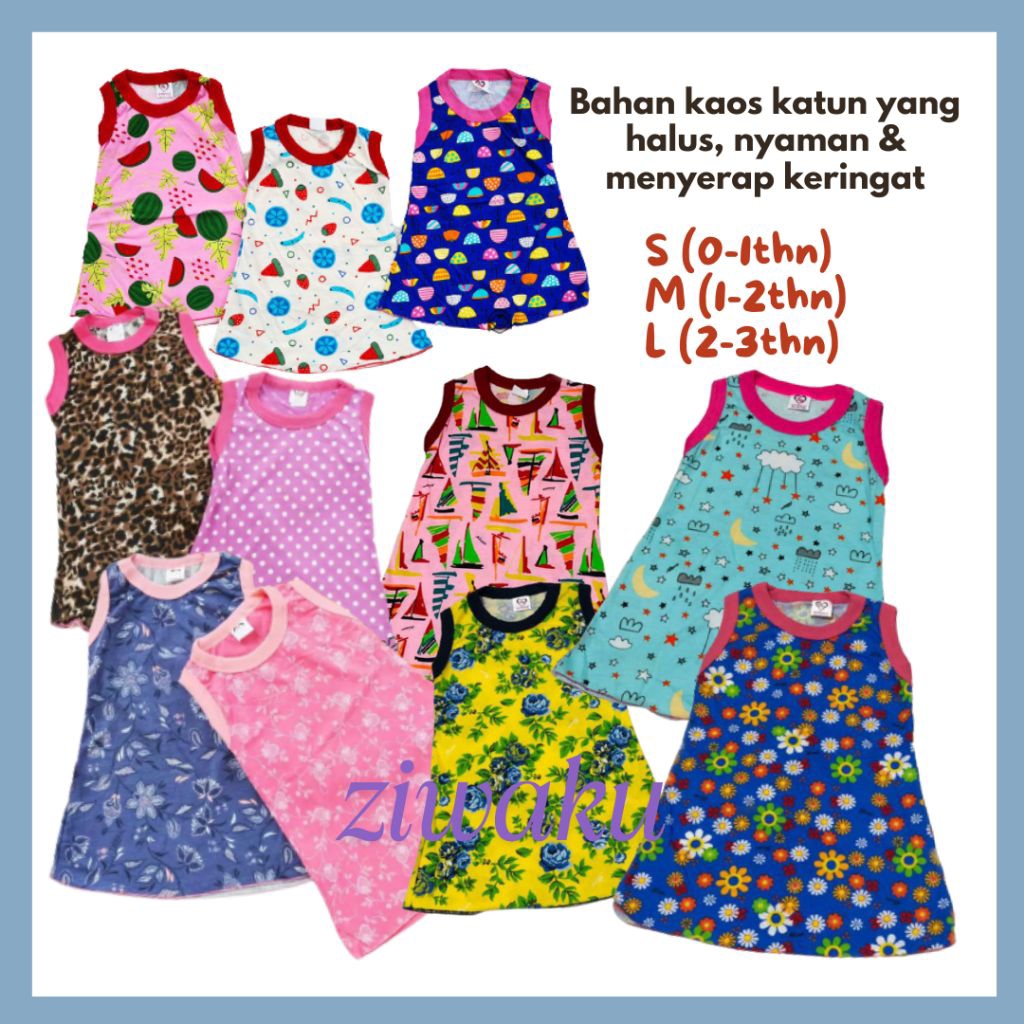 Baju Anak Perempuan Daster Singlet Kaos Harian Balita