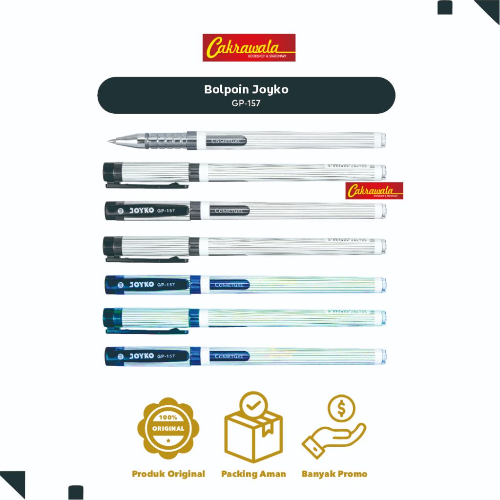 

Bolpoin Joyko GP-157 | Joyko Gel Pen GP157 0.5mm | Pulpen Gel Hitam & Biru Joyko GP 157 Original