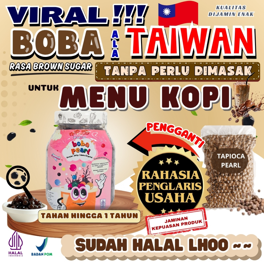 

BobaTapiocaPearlSiapSajiAndalan TANAMERA Bubuk Kopi Coffee Powder - Boba Pearl Brown Sugar 500 Gram | Cocok Untuk Semua Jenis Minuman