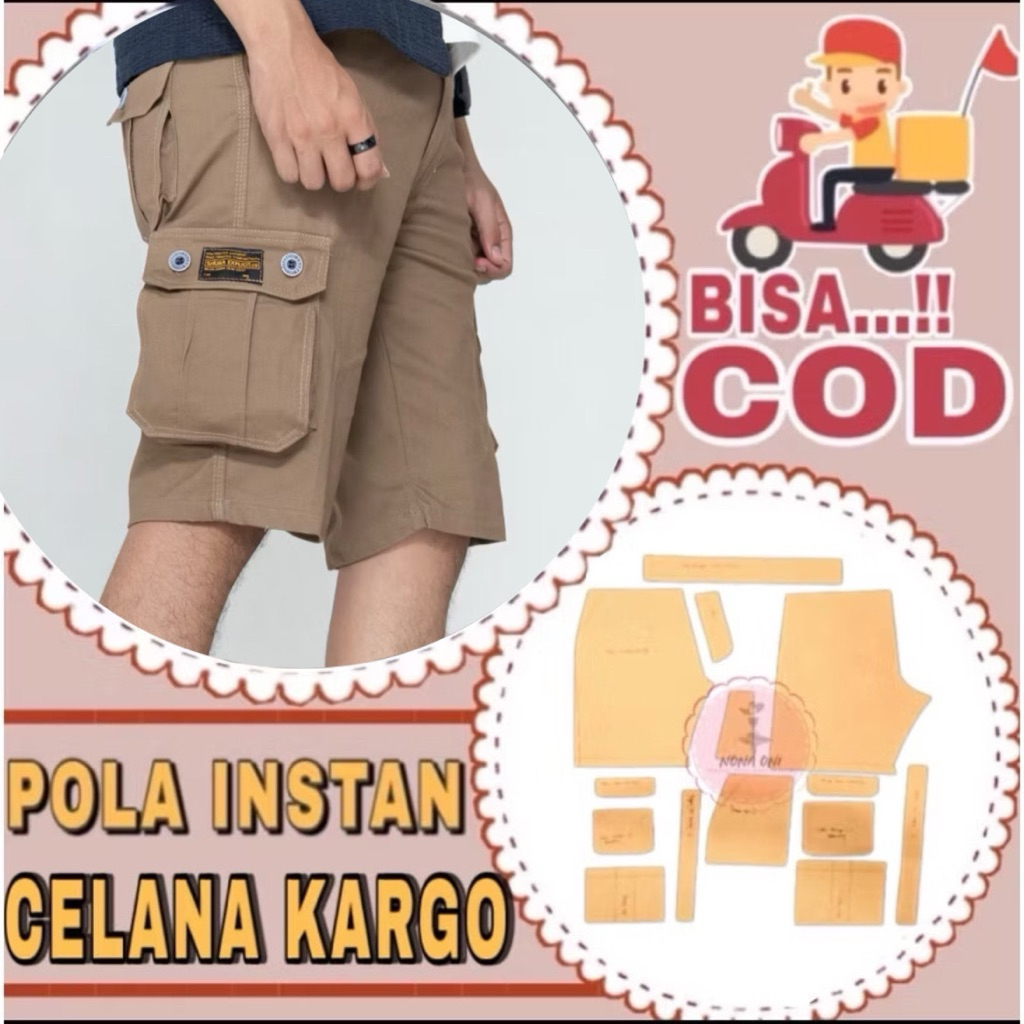 BISA COD✔️ Pola instan celana cargo/kargo pendek dewasa - pola jiplak celana pendek - pola jahit cel