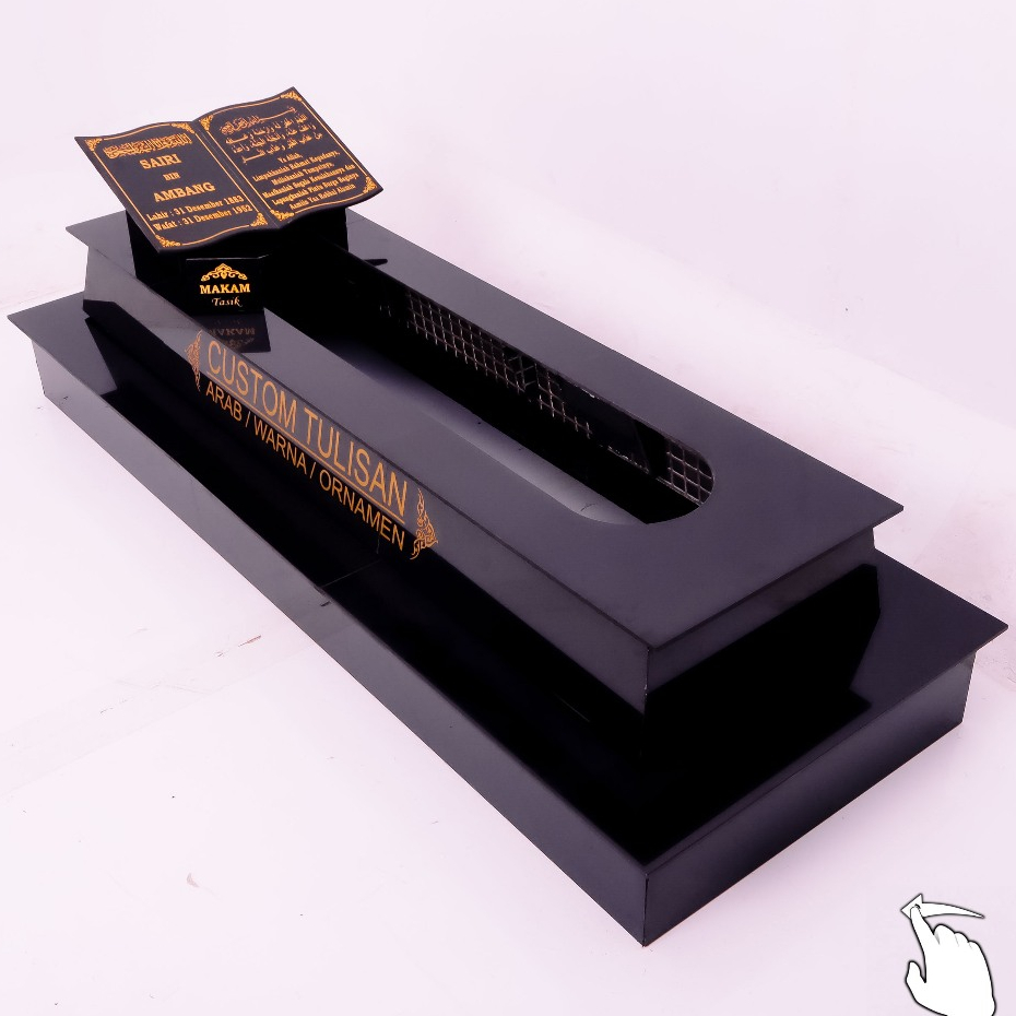 MAKAM TASIK - BATU NISAN - BADAN MAKAM BODY KIJING POLOS/BUKU 2 TRAP UKIR PINGGIRAN - S12 - FULL GRA