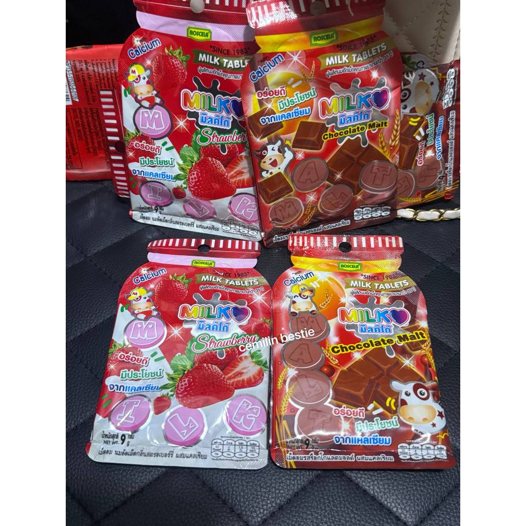 

MILK TABLETS PERMEN WITH CALCIUM STRAWBERRY CHOCOLATE 9GRAM HALAL