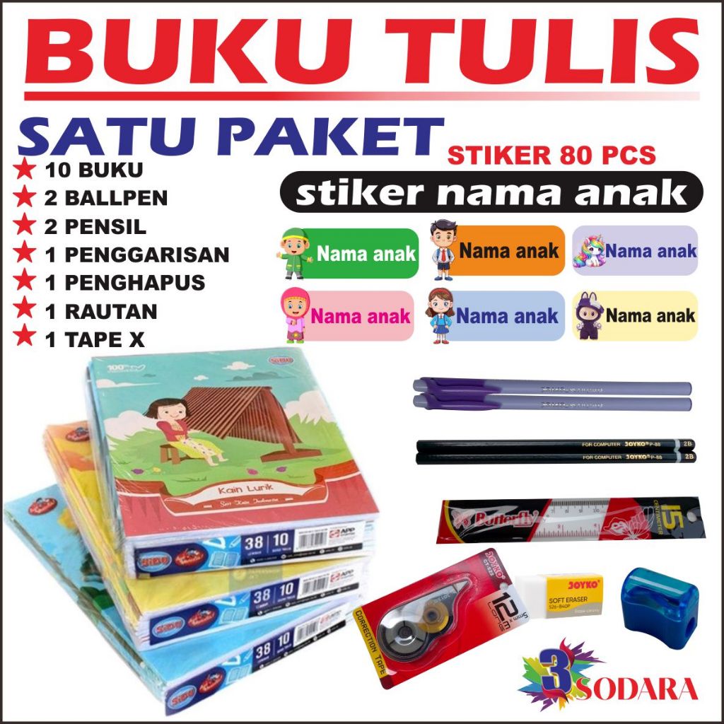 

BUKU TULIS BUKU SIDU SATU PAKET DAN STIKER NAMA