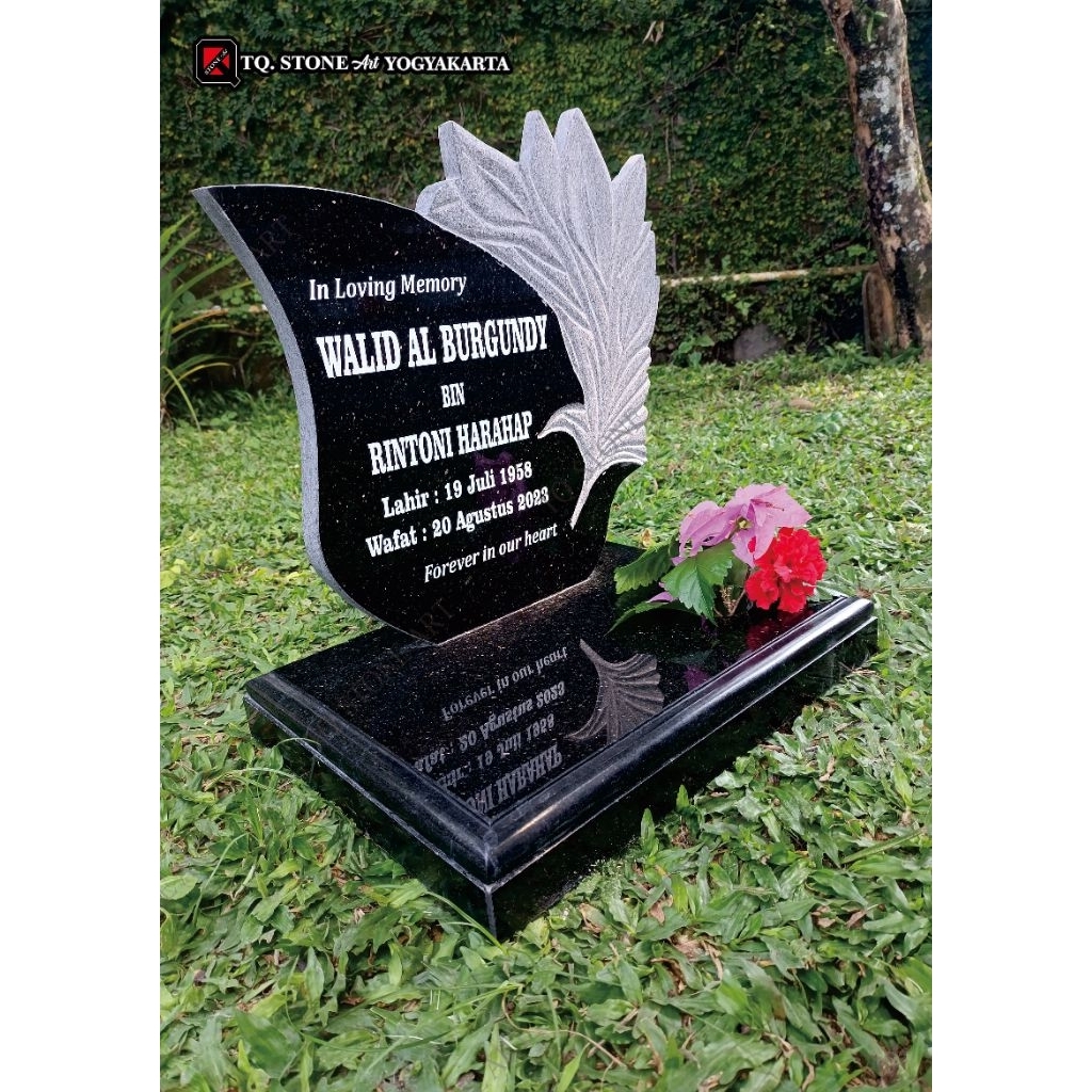 BATU NISAN UKIR BATU GRANIT BLACK GOLD 30X40X40