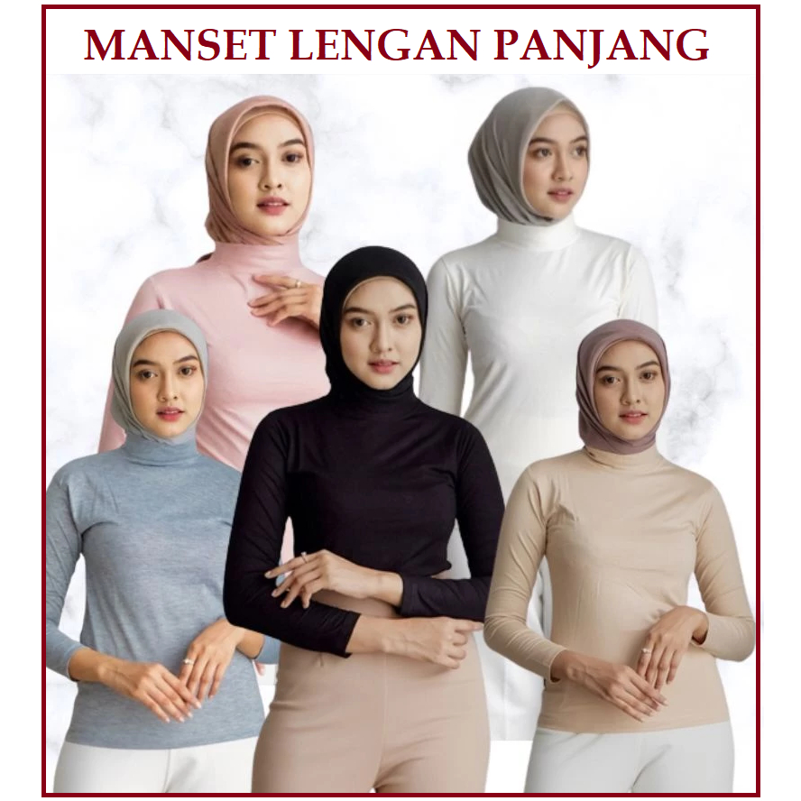 Manset baju lengan panjang atasan dalaman wanita turtle neck|Standar dan Jumbo|hijab inner manset|at