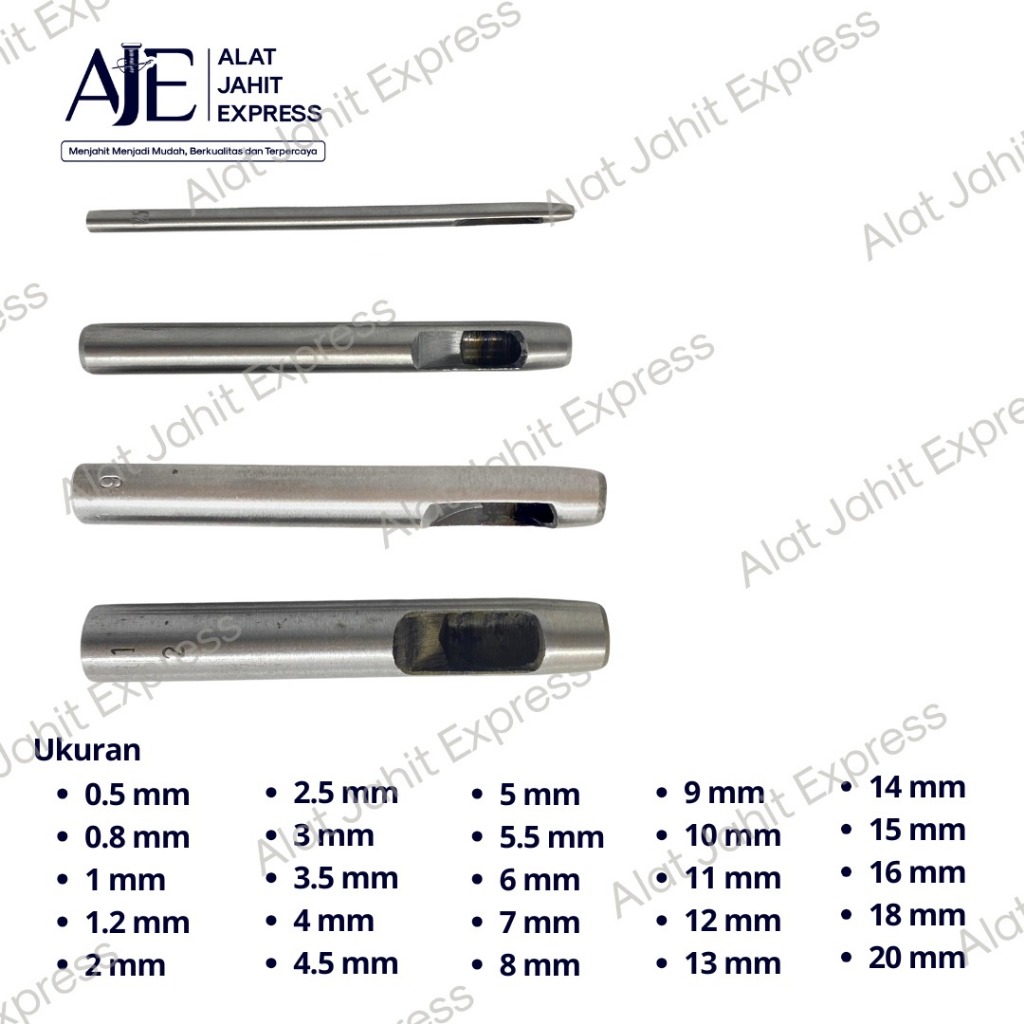 

Paku Plong / Punch Hole Hollow / Pelubang / Pembolong Kerajinan Kulit / Sabuk (Part 1-Ukuran Kecil)