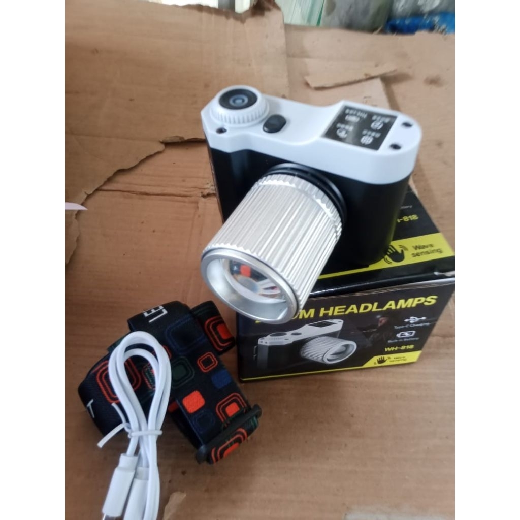 Senter kepala LED Zoom Super terang//Senter Kepala waterproof///Senter kepala LED Sensor 818B3
