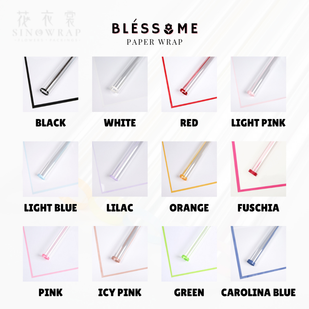 

(20 LEMBAR) Flower Wrapping Paper Transparent List Color / List Transparan / Bingkai Bening / Clear Line Kertas Buket Bunga Florist Cellophane Pembungkus Kertas Hand Bouquet