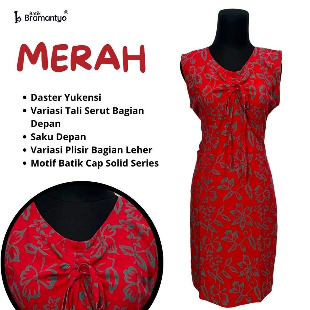 Bramantyo Store - Widuri Daster LD 90cm Batik Cap Batik Solo Menyerap Keringat Nyaman Daster Pendek 