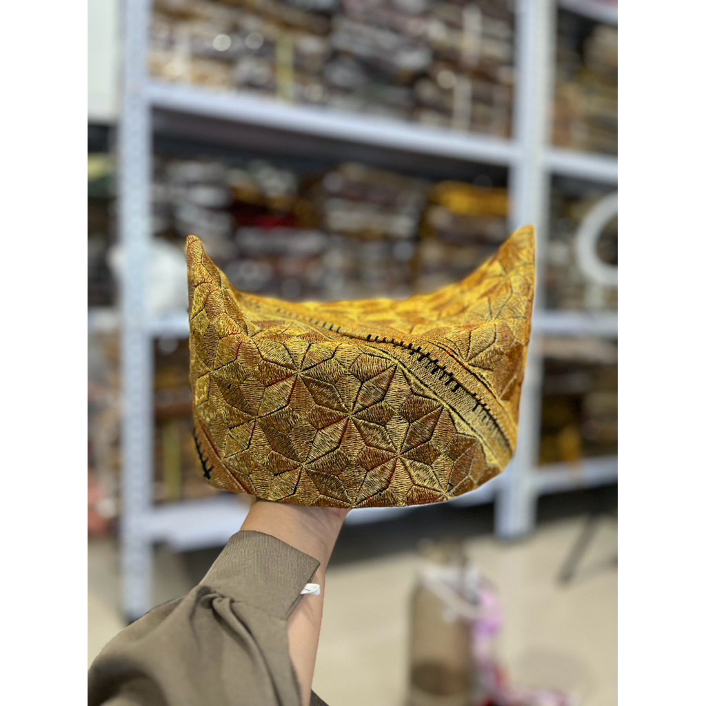 peci kopiah topi songkok tapis lampung bordir perahu motif kaca belah