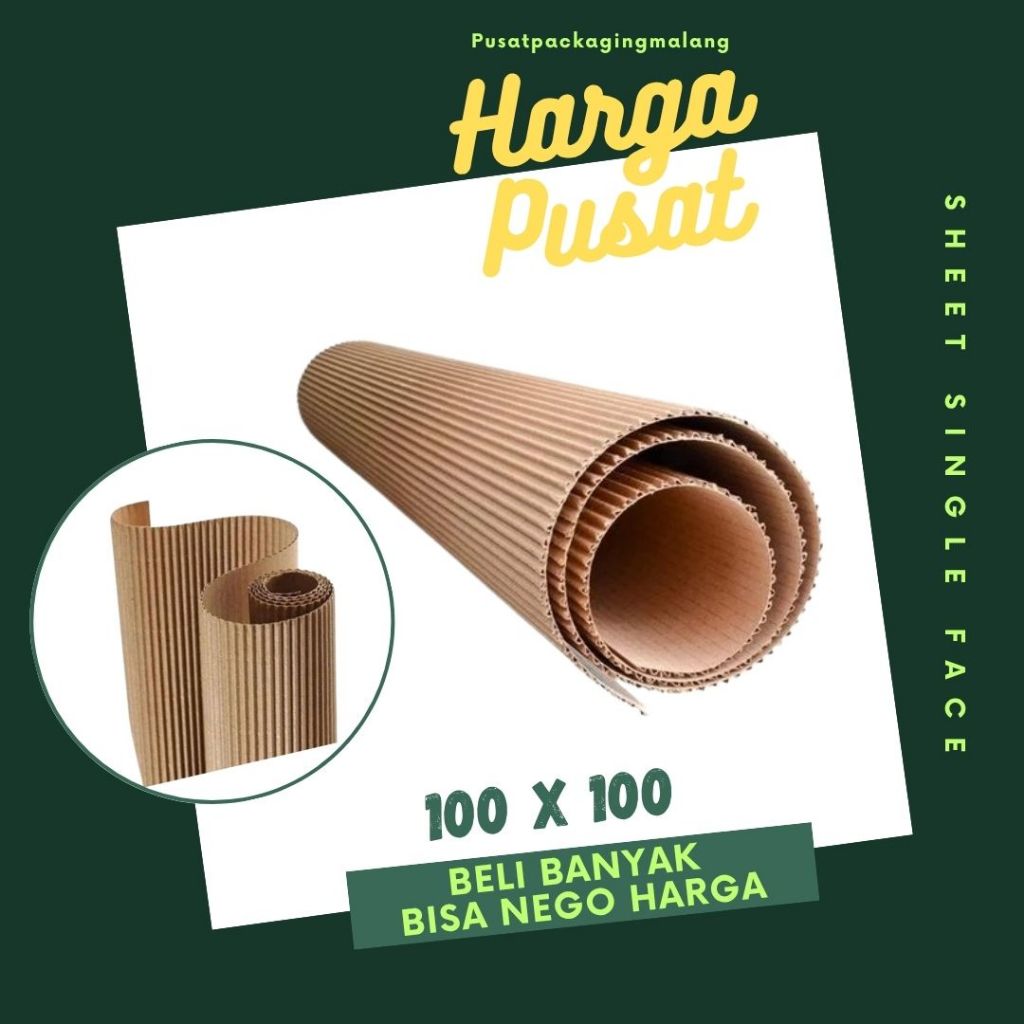

Kardus Lembaran Single Face 100x 100 Polos Corrugated 1m x 1m Karton Gelombang Dos Sheet Tebal