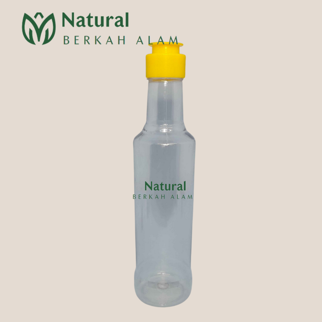 Botol 350 Ml Marjan Natural Tutup Fliptop Jamur Polos / Botol Plastik / Botol Madu / Botol Minum / B