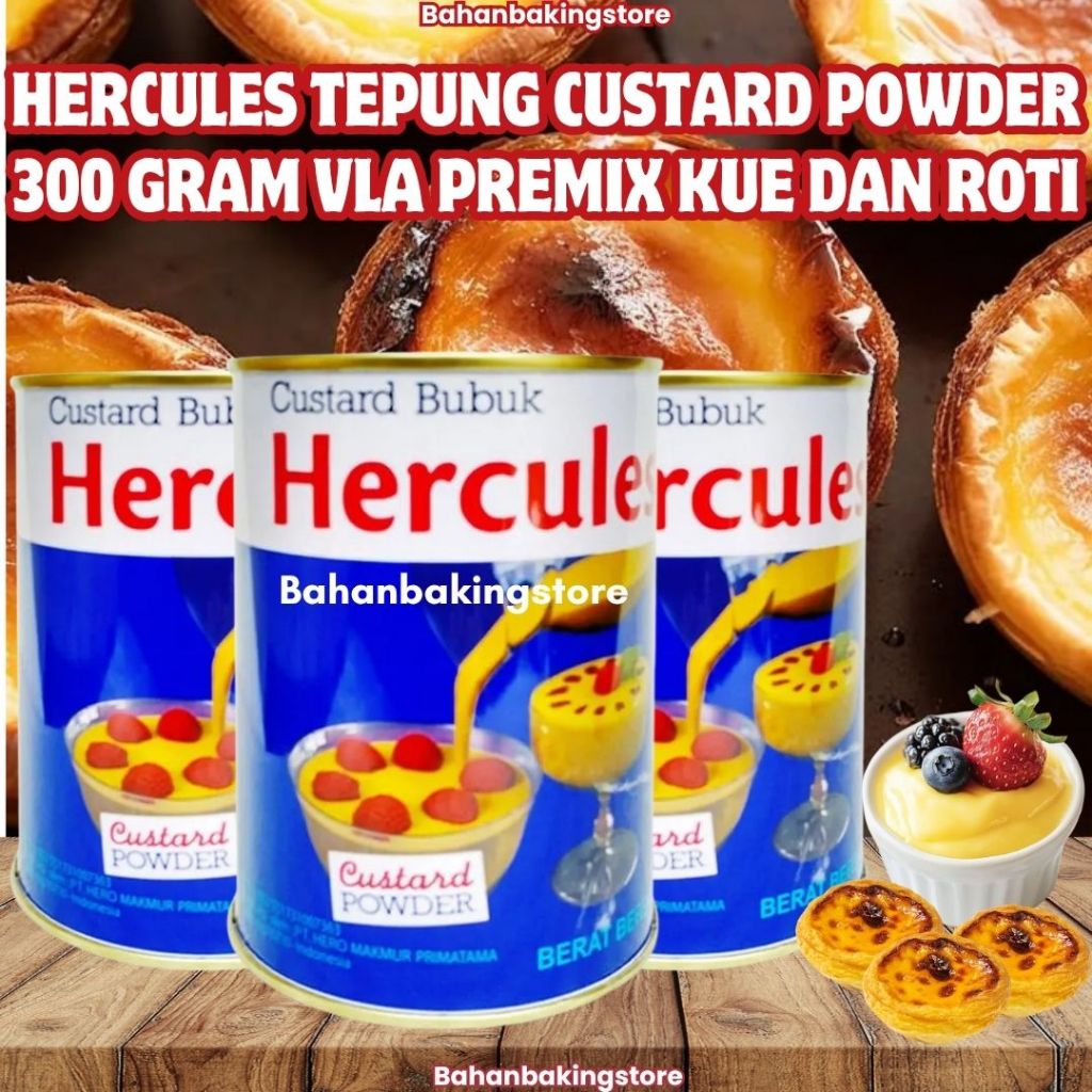 

HERCULES TEPUNG CUSTARD BUBUK 300 GRAM VLA PREMIX UNTUK FILLING (ISIAN) | HERCULES CUSTARD POWDER COCOK UNTUK PIE, CAKE DAN ISIAN ROTI