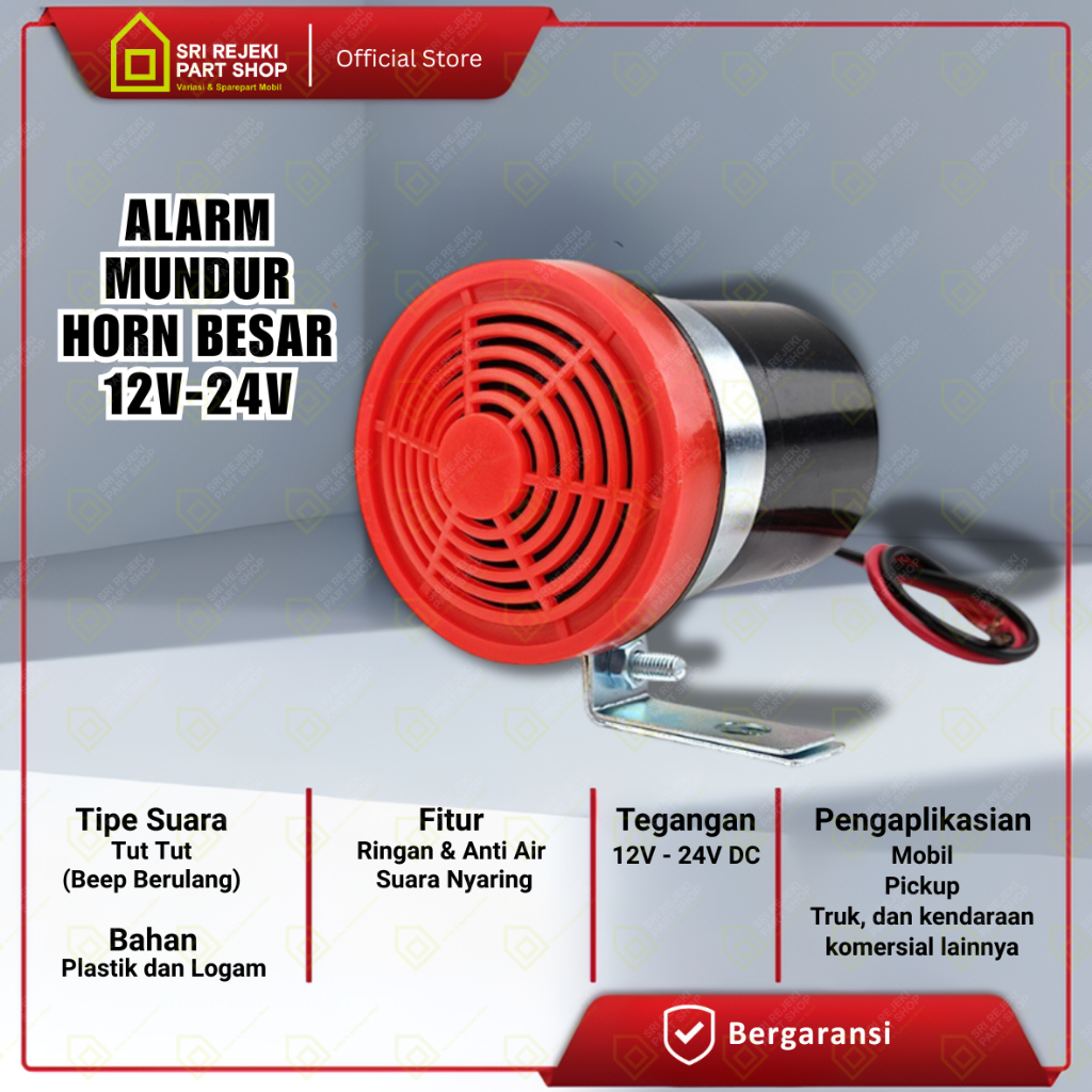 Alarm Mundur Klakson Atret Alarm Sirine Mundur Mobil Pickup Truk Voltase 12 - 24V