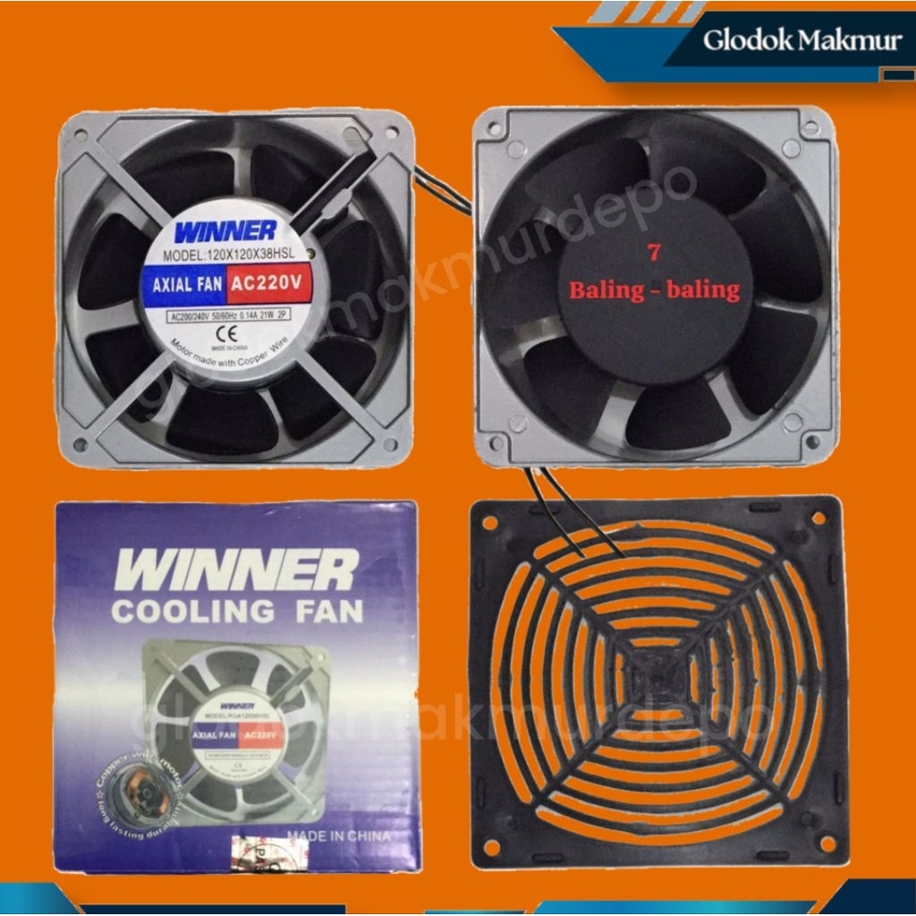 FAN AC KIPAS AC WINNER 12CM X 12CM 7 BALING 220VAC