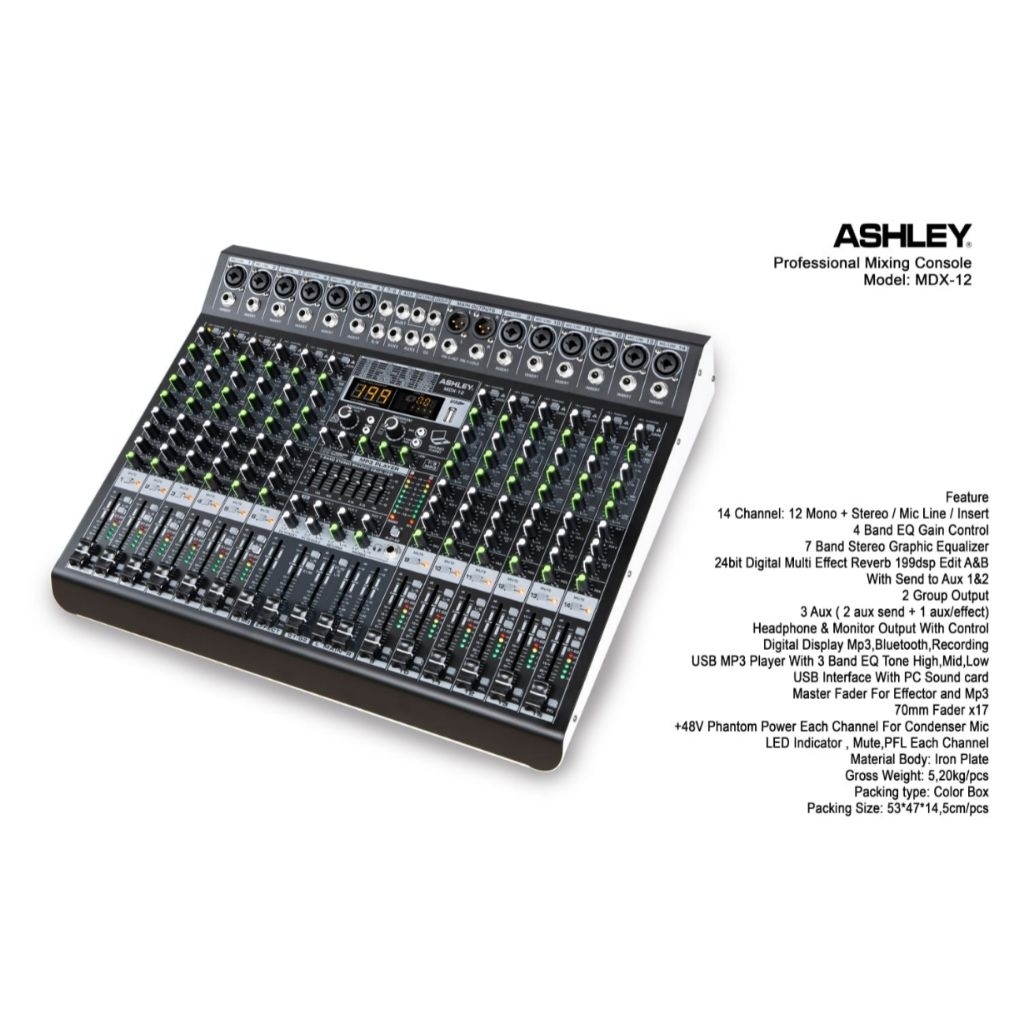 mixer audio 12 channel original ashley mdx 12 usb bluetooth