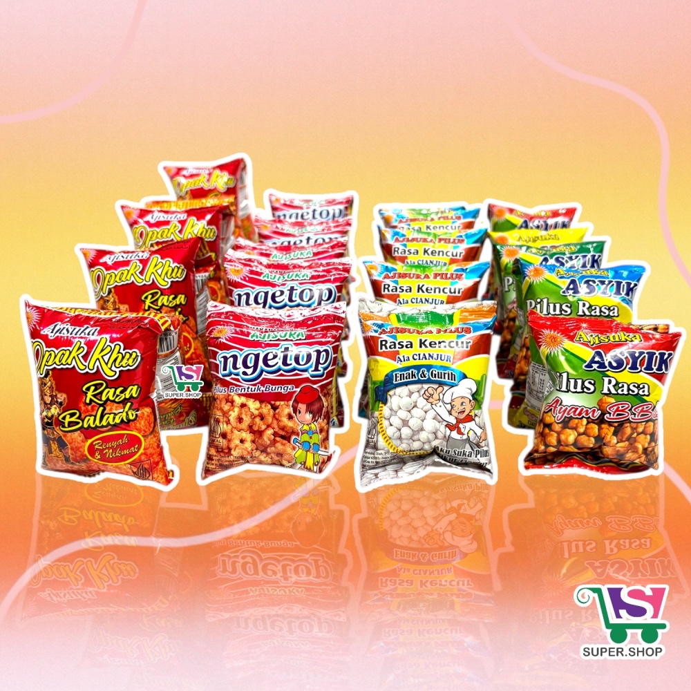 Ajisuka Pilus Ayam BBQ / Ngetop / Opak Balado / Kencur Cikur Ala Cianjur (isi 10 pc)