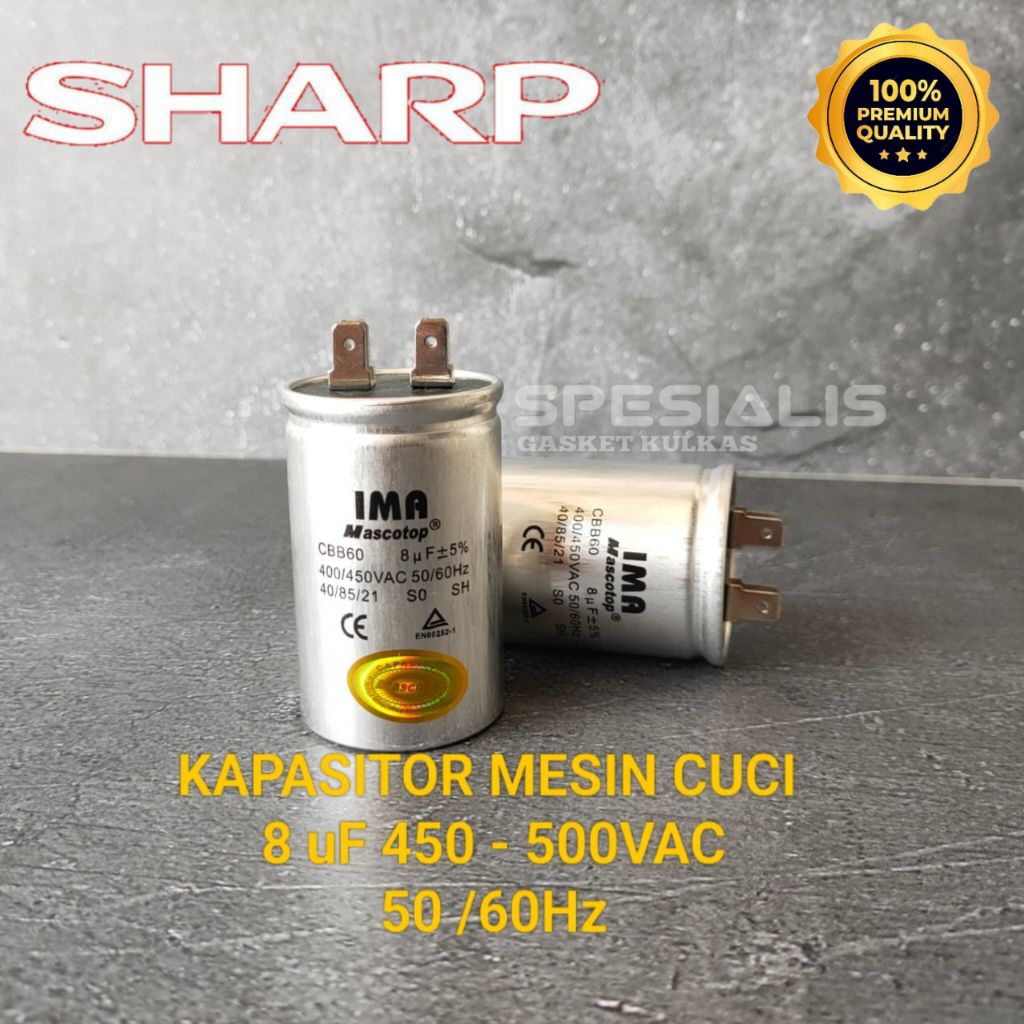 KAPASITOR MESIN CUCI 1 TABUNG 8 UF SHARP