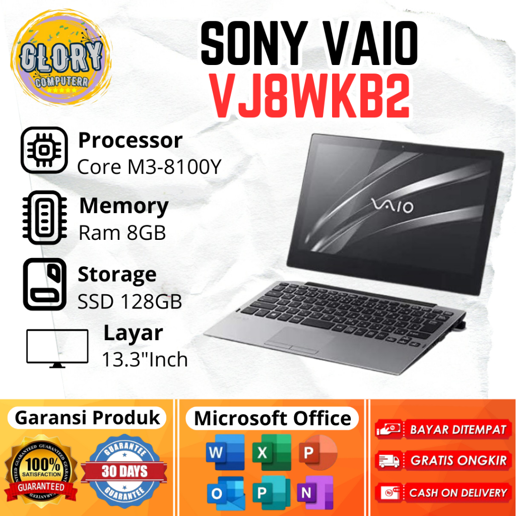 Laptop Sony Vaio VJ8WKB2 2 in 1 Core M3-8100Y Ram 8GB SSD 128GB ( Touchscreen + Keyboard ) 13.3"Inch