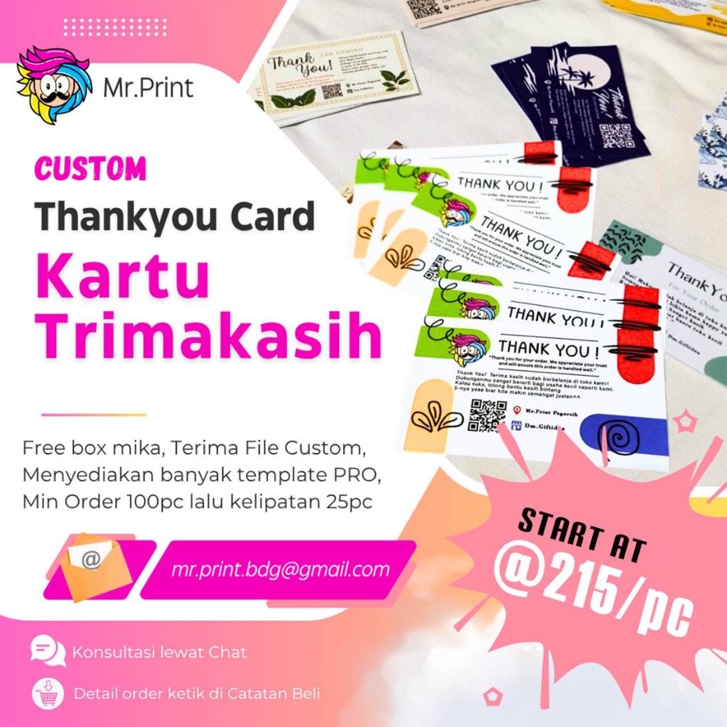 

Kartu Terimakasih Thanks Card ( Free Pro Design ) kartu ucapan untuk rating produk ulasan bintang 5
