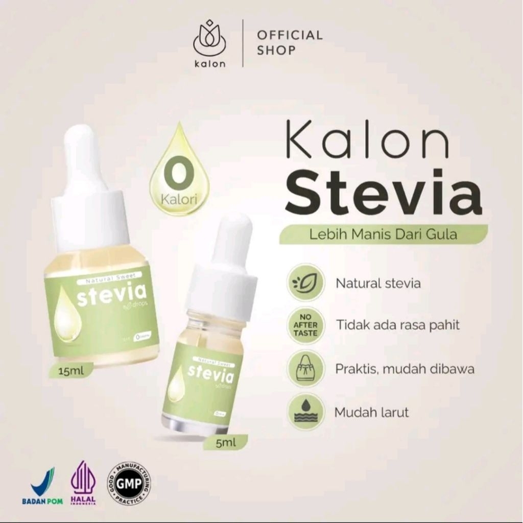 

Kalon Stevia 5 ML Pemnis Alami Pengganti Gula BPOM & HALAL Manis