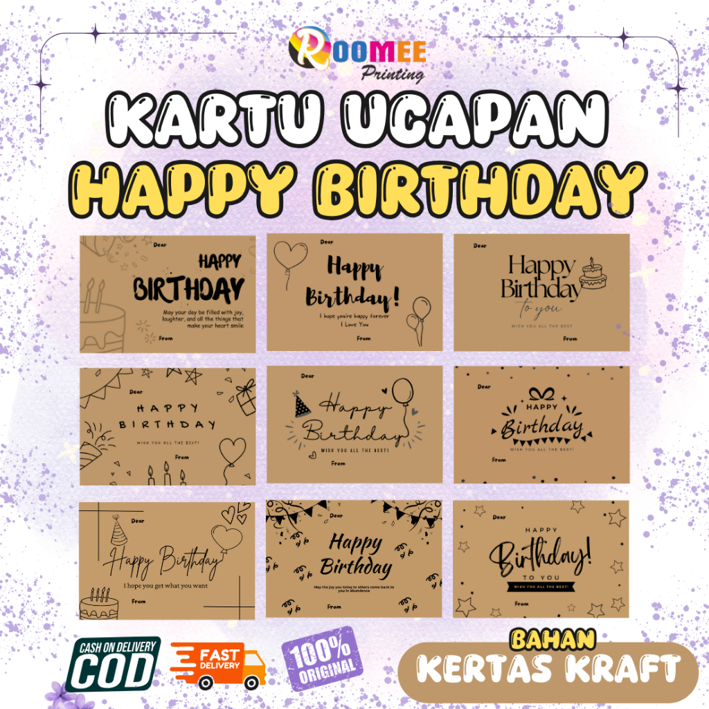 KARTU UCAPAN SELAMAT ULANG TAHUN / HAPPY BIRTHDAY GREETING CARDS KERTAS KRAFT