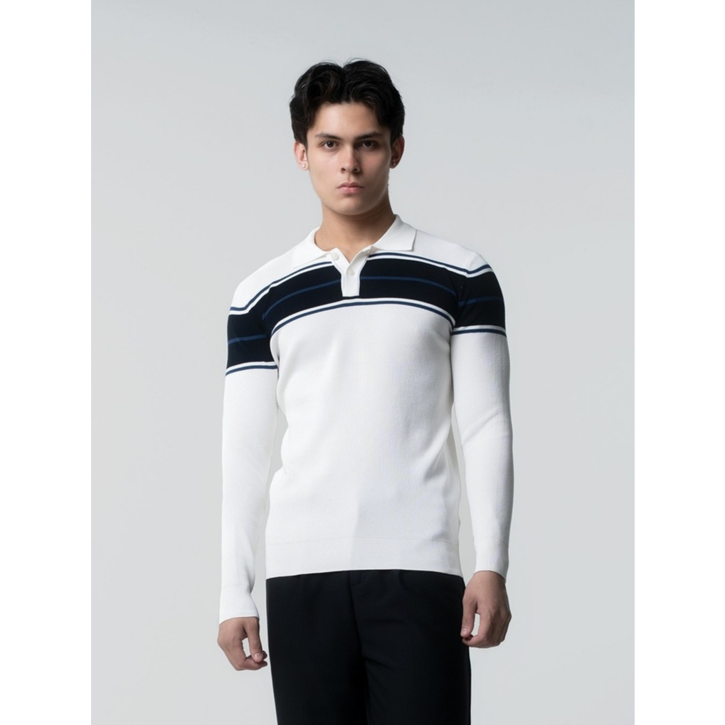 BALVEIN - Santos Stripe Long Sleeve Knit Polo